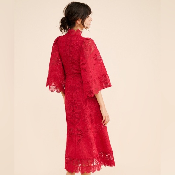 FARM Rio Red Lace Midi Dress - Picture 4 of 11